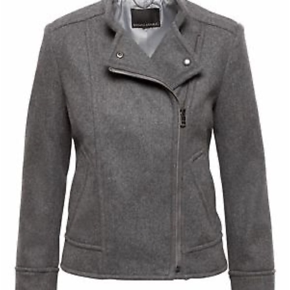 Banana Republic Mario Belluci Italian Melton Wool Dark‎ Gray Moto Jacket, Sz S